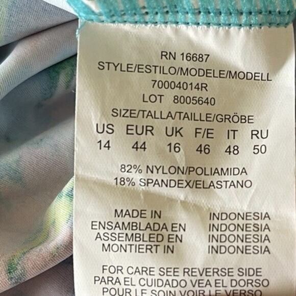 Swim Solutions Colorful Floral High-Low Tankini Swim‎ Top Size 14 NWT - Picture 4 of 4